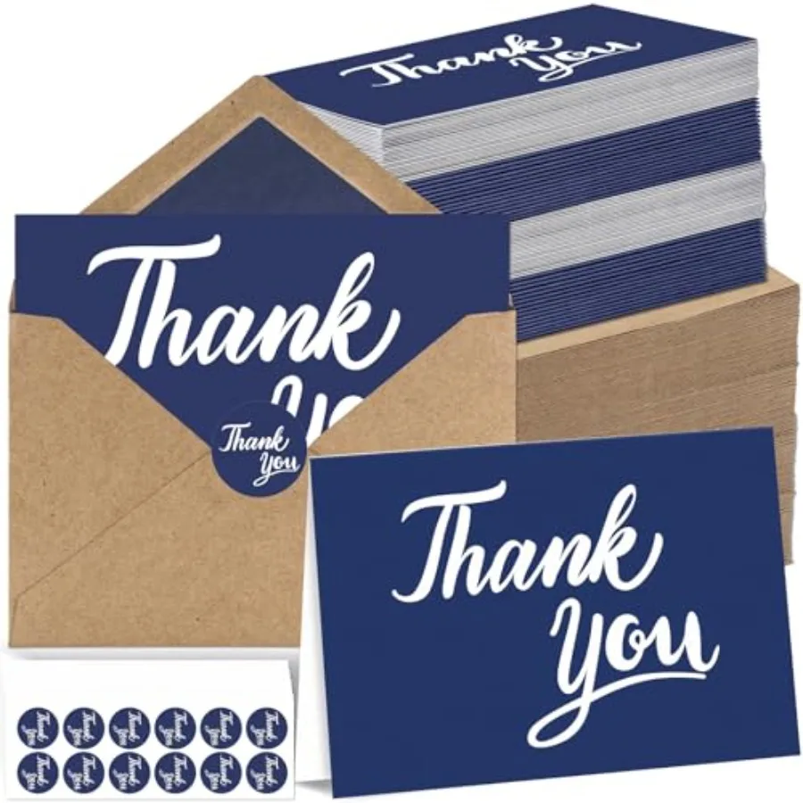 

600 PCS Thank You Cards with Envelopes Matching Stickers Thank You Notes Bulk 4x6 Inch Minimalistic Design for Business Baby Sh