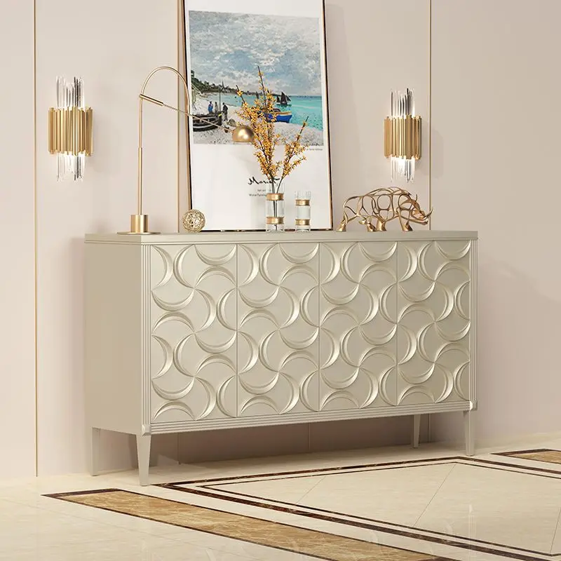 Armadietto da pranzo in legno massello di lusso leggero americano, armadietto da portico portaoggetti per soggiorno di design moderno e semplice