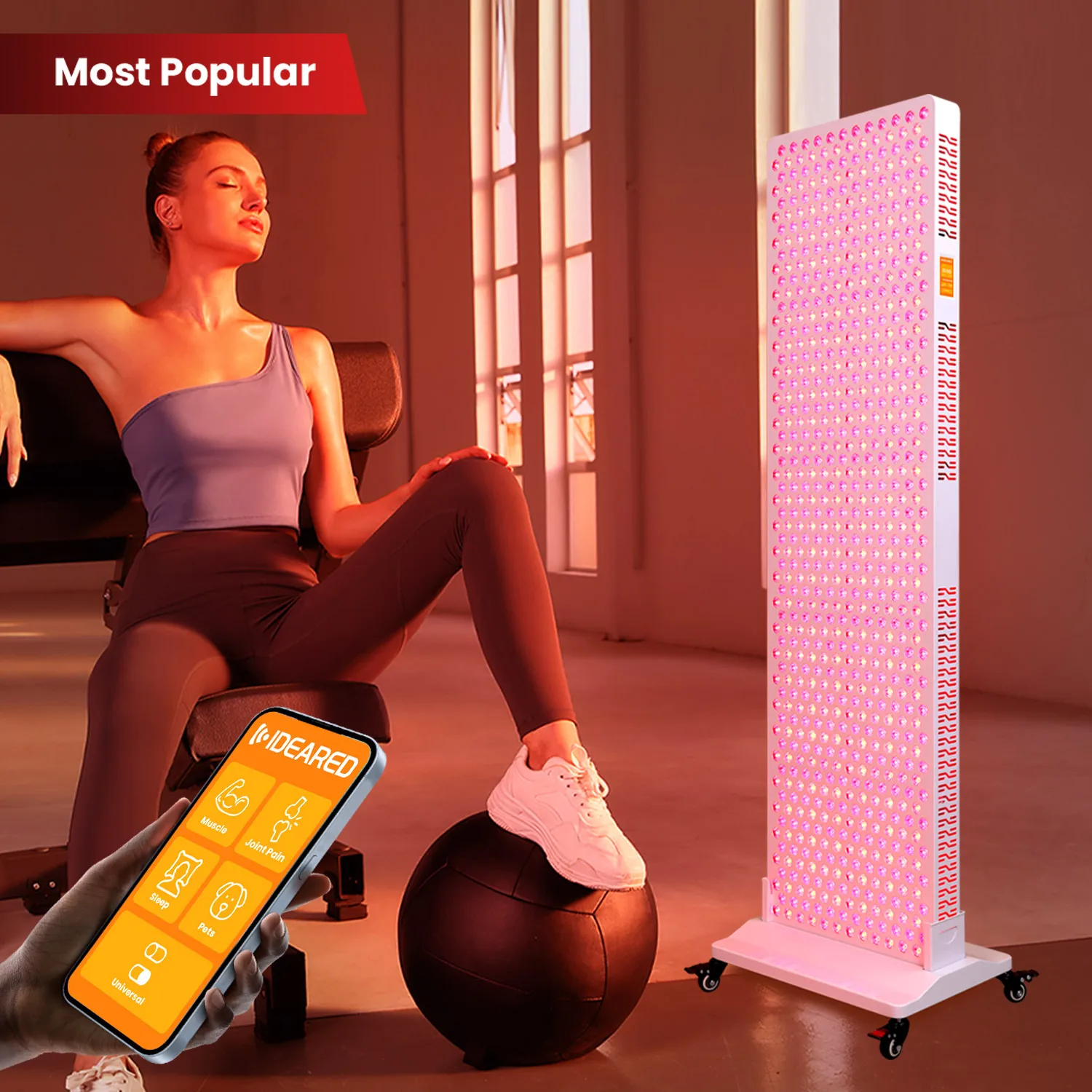 

Functional RLPRO1000 MDL Full Body Even Distributed 8 Wavelengths With App Control Red Light Therapy Panel Infrared Device