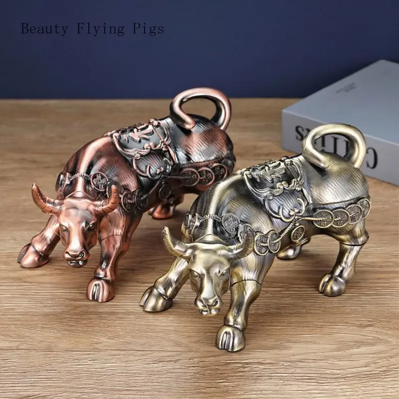 1PC alloy Retro ashtray living room bookshelf office Animal Shapes peacock tiger cattle pig elephant Home  lecoration figurines