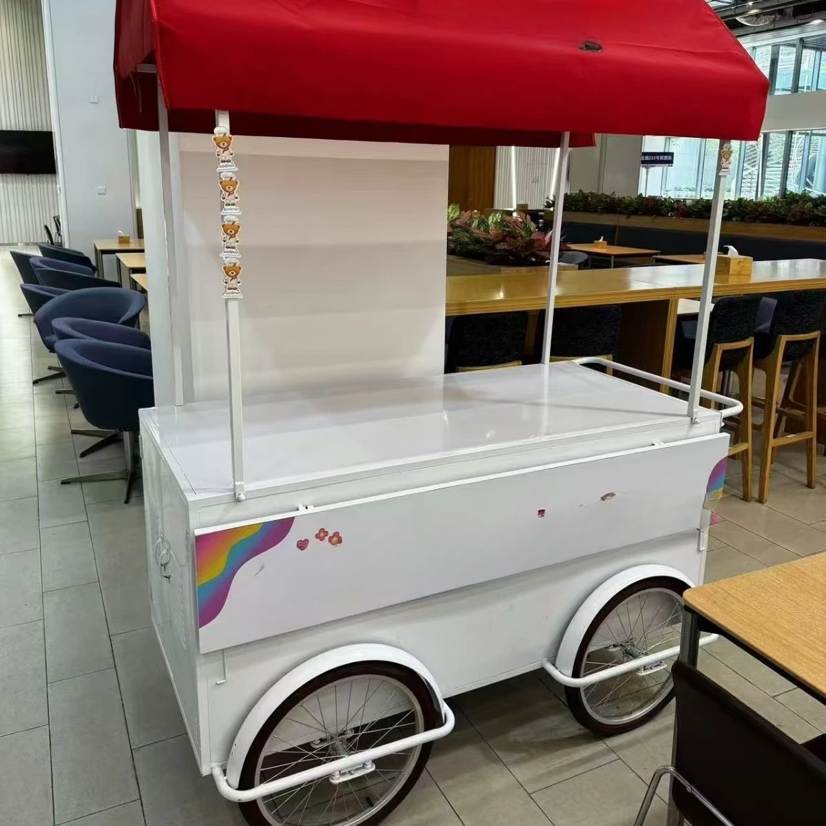 

Customizable wrought iron float display cart mobile hand push dessert cart