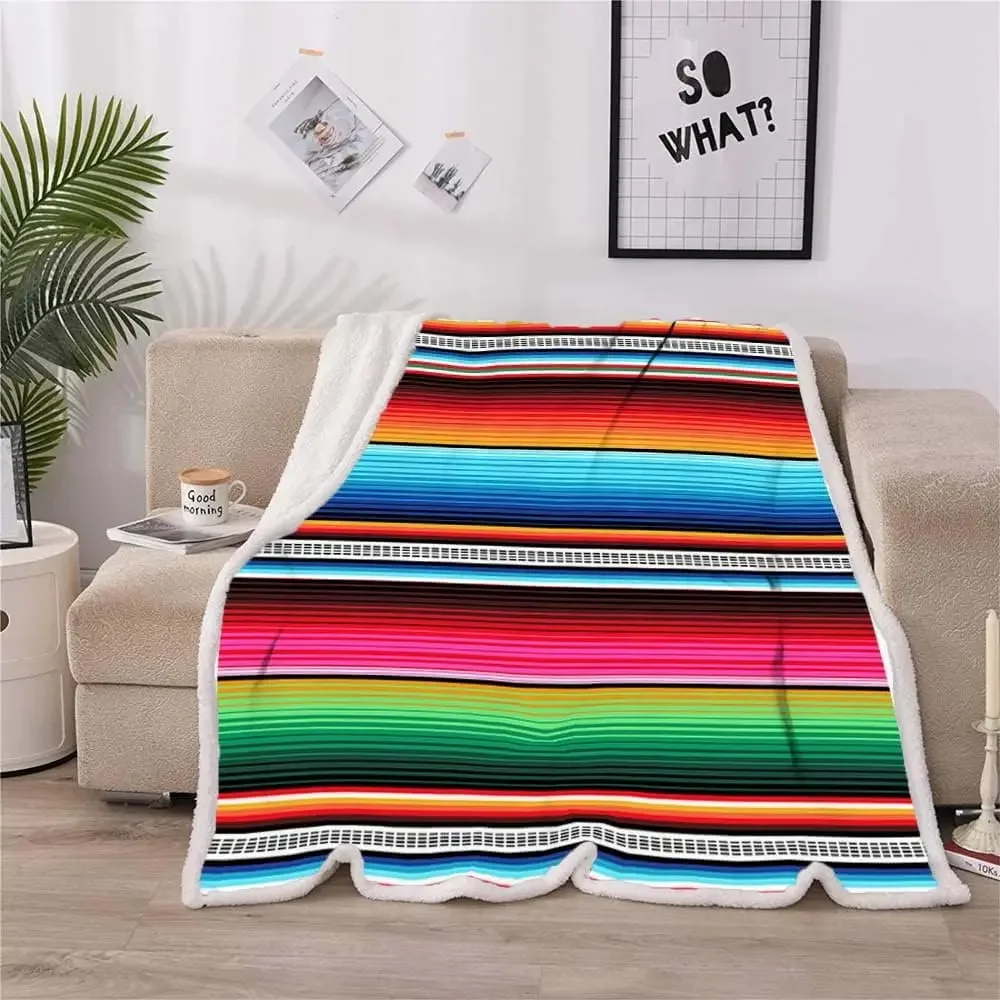 Mexican Blanket Cinco De Mayo Blanket Throws Fiesta  Colorful Soft Cozy Warm Plush Gift Couch Bed Living Room