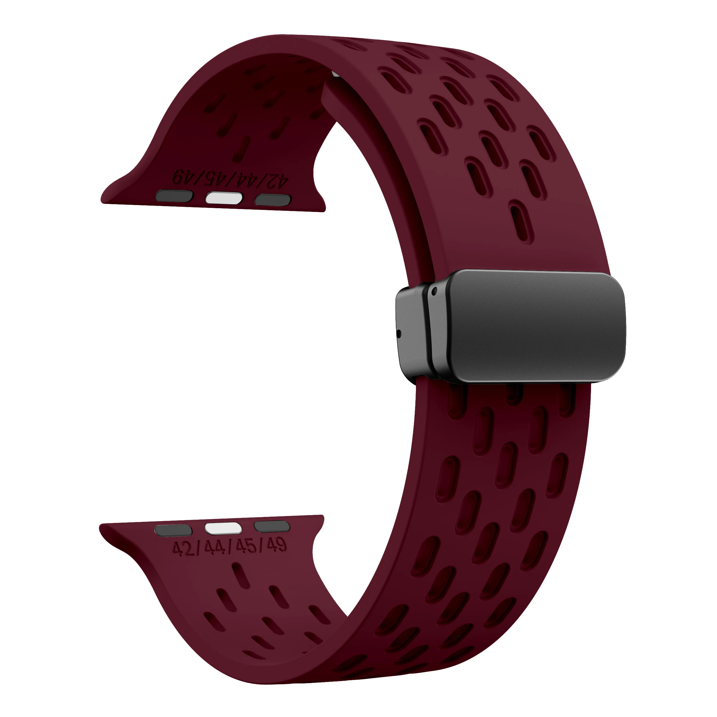 Strap for Apple Watch Band Series 4 5 6 Wine Red Magnetic Foldable Clasp Watchband for Apple Watch Band 49mm 45mm 44mm 42mm