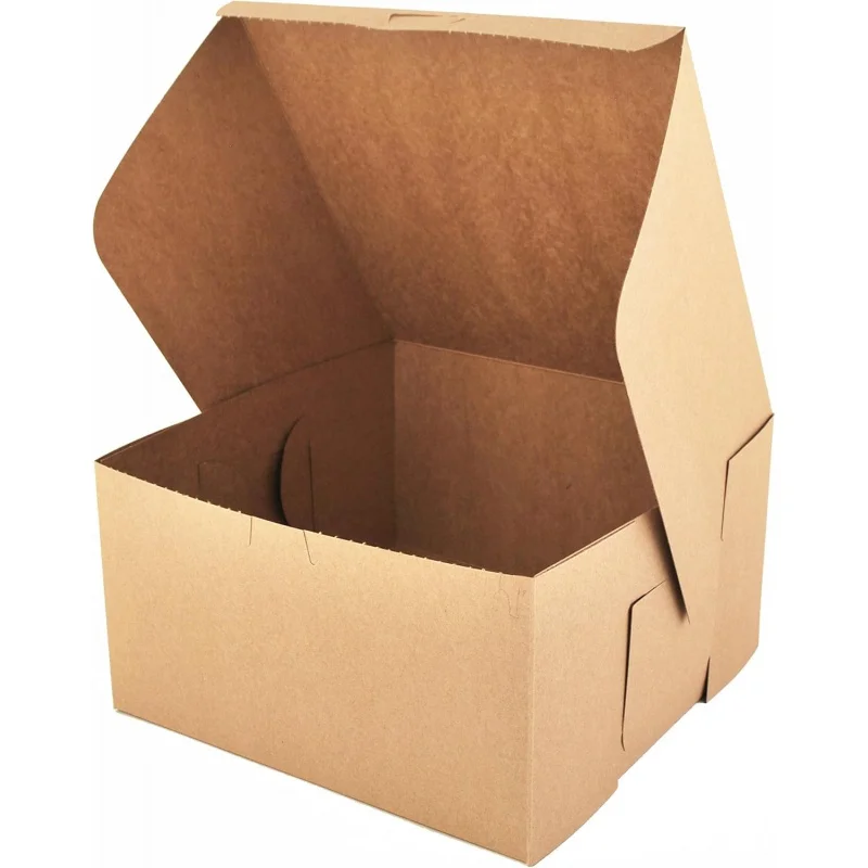 Kraft One-Piece Non-Window Bakery Boxes, 10 x 10 x 5.5, Brown, Paper,/Carton