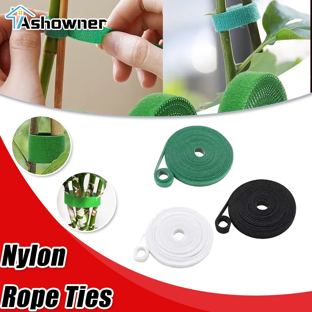 

1/5pcs Nylon Rope Ties Self-Adhesive Plant Ties Re-sealable Cable Ties for Supporting Vines Tomato Garden Supplies