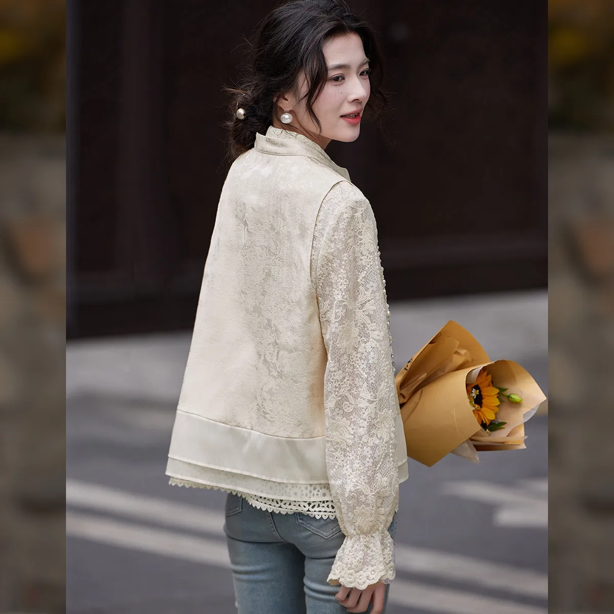 LOUIS YAO 2025 Spring/Summer New Chinese Style Nail Bead Embroidery Horse Clip Versatile Stacked Sleeveless Women's Vest