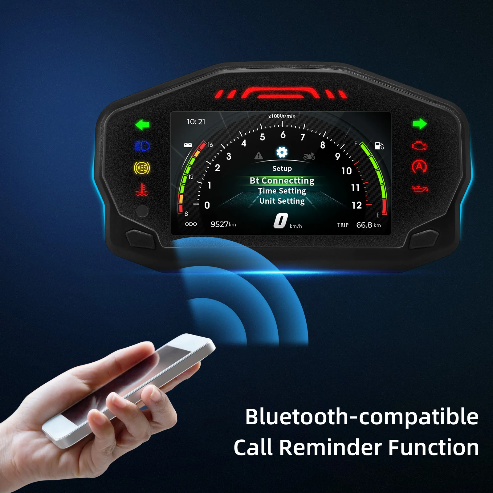 SS 12V Universal Motorcycle Speedometer Instrument Bluetooth-compatible Digital Odometer Dashboard Custom Overspeed Alarm Value