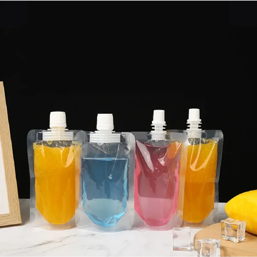 10Pcs 0.86Dia Stand Up Plastic Drink Bag Packaging Spout Pouch DIY Beverage Liquid Juice Milk Coffee Camping Outdoor Storage