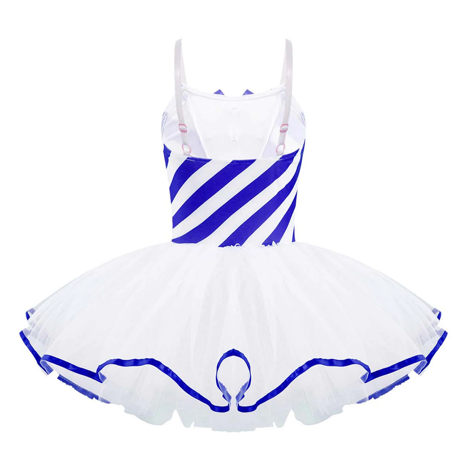 Christmas Candy Cane Costume for Girls Sequins Striped Print Ballet Dress Festival Santa Claus Circus Skating Tutu Leotard Dress - view 5