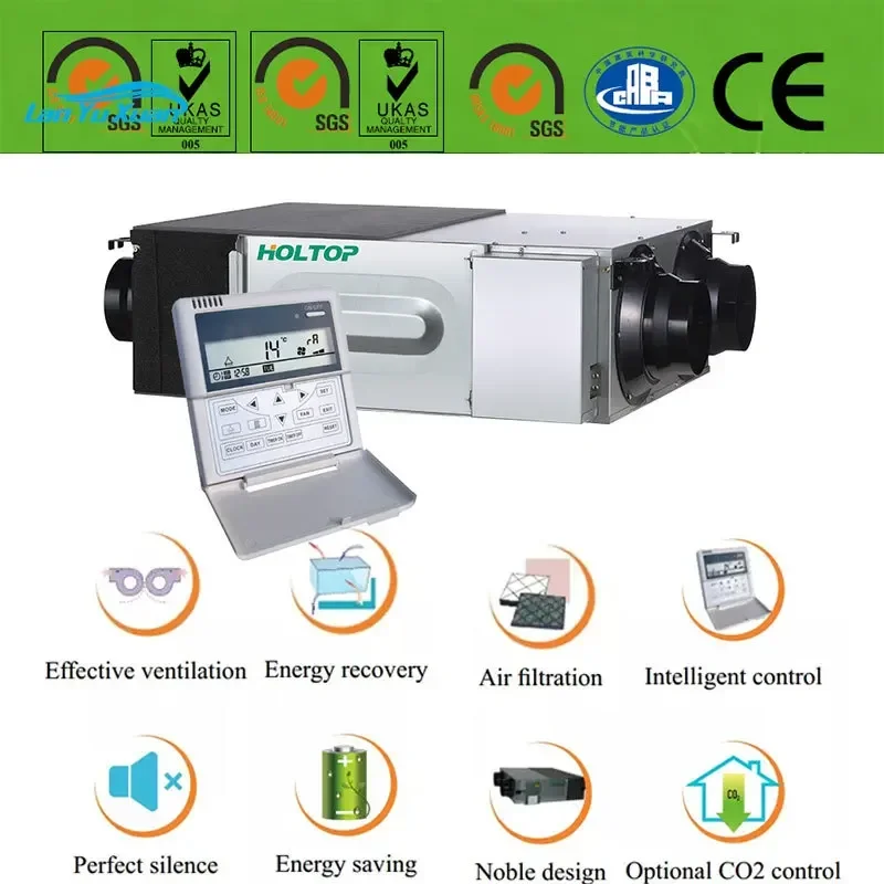 Holtop HRV air XHBQ-D2TH conditioning system 1000cmh quality certified hrv heat recovery 588cfm fan
