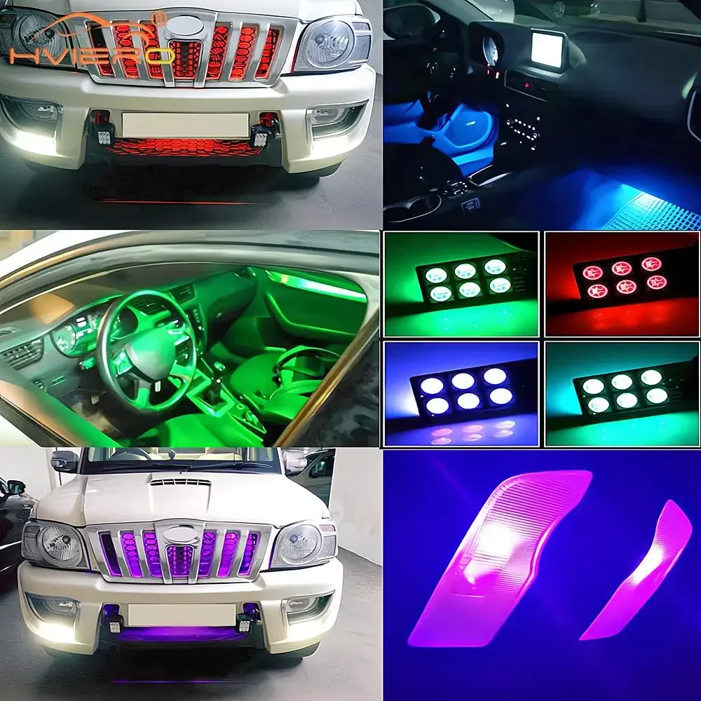 2X Auto Interior Decoration Lamp T10 W5W 5050 Atmosphere Lantern Car Dome RGB 12LED Remote Controller Colorful Reading LED Light