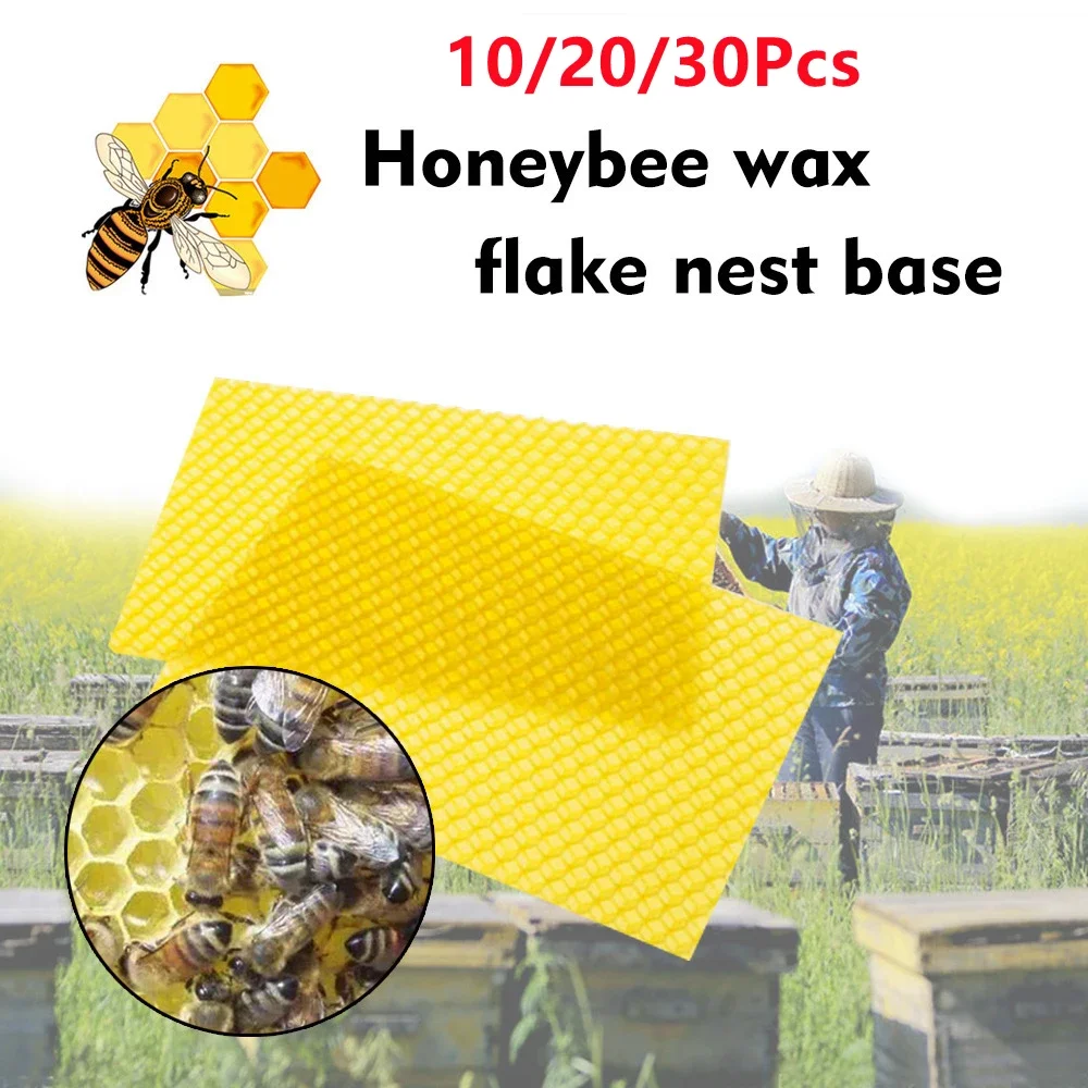 10/20/30Pcs 130*90mm  Honeycomb Beeswax Foundation Beehive Wax Frames Base Sheets Paper Beeswax Flakes Beekeeping Tool