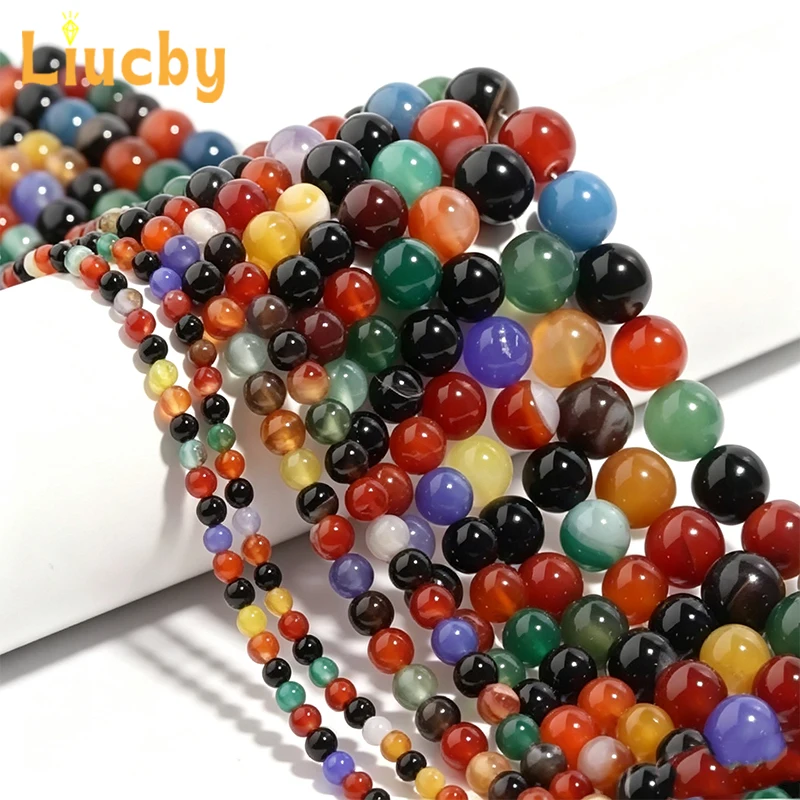 Natürliche Regenbogen-Achat-Rundperlen für die Schmuckherstellung, DIY-Armbänder, Halsketten, 4mm, 6mm, 8mm, 10mm, 12mm, 15-Zoll-Stränge – Detail 2