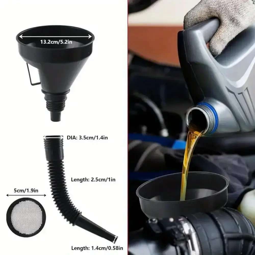 CAER 1/10pcs Automotive Funnels Set Car Motorcycle Refueling Funnel Multi Functional Flexible Oil Changing Tool with Wide Mouth