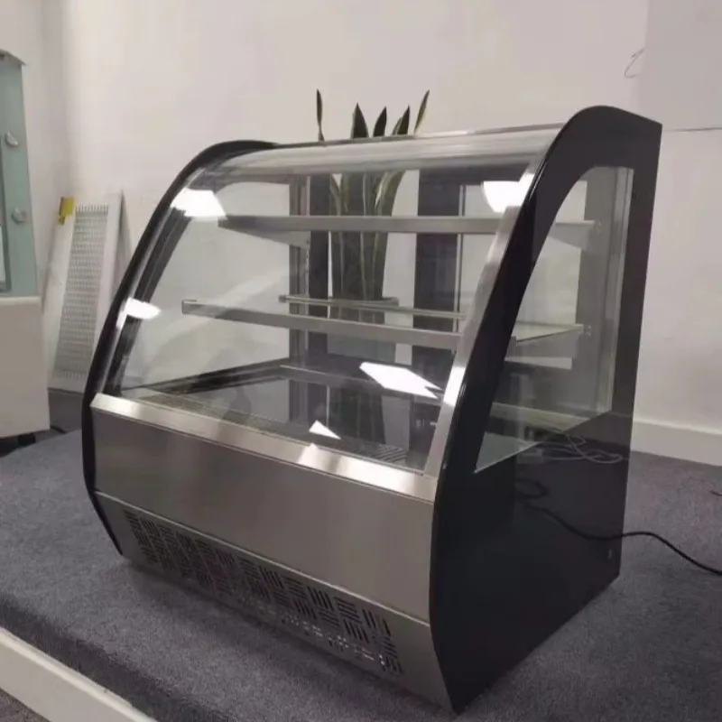 Stainless Steel Counter Top Bakery Showcase Glass Chiller Refrigeration Equipment Cool Display Cabinet Cake Display Customized