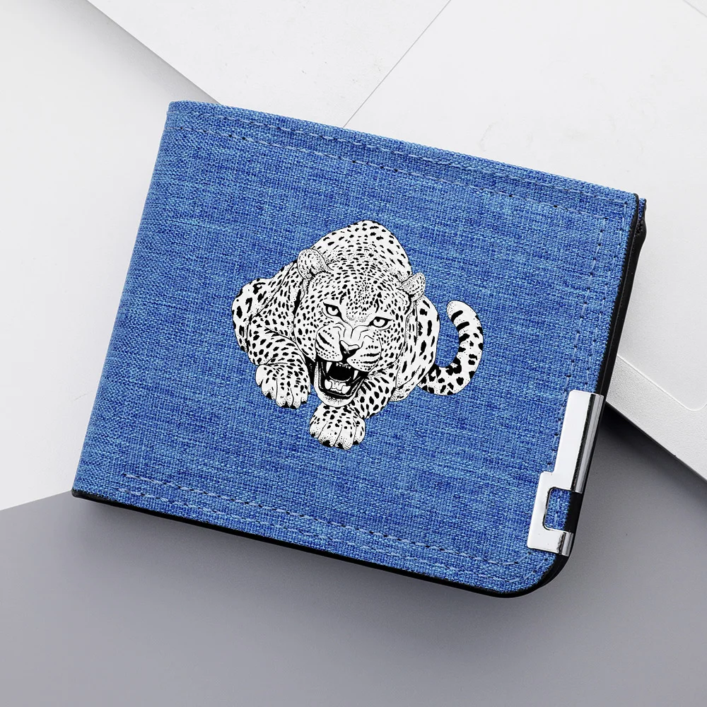 Men's Wallet with Leopard Pattern Coin Pocket Card Holder Case - Stylish  Billfold for Men