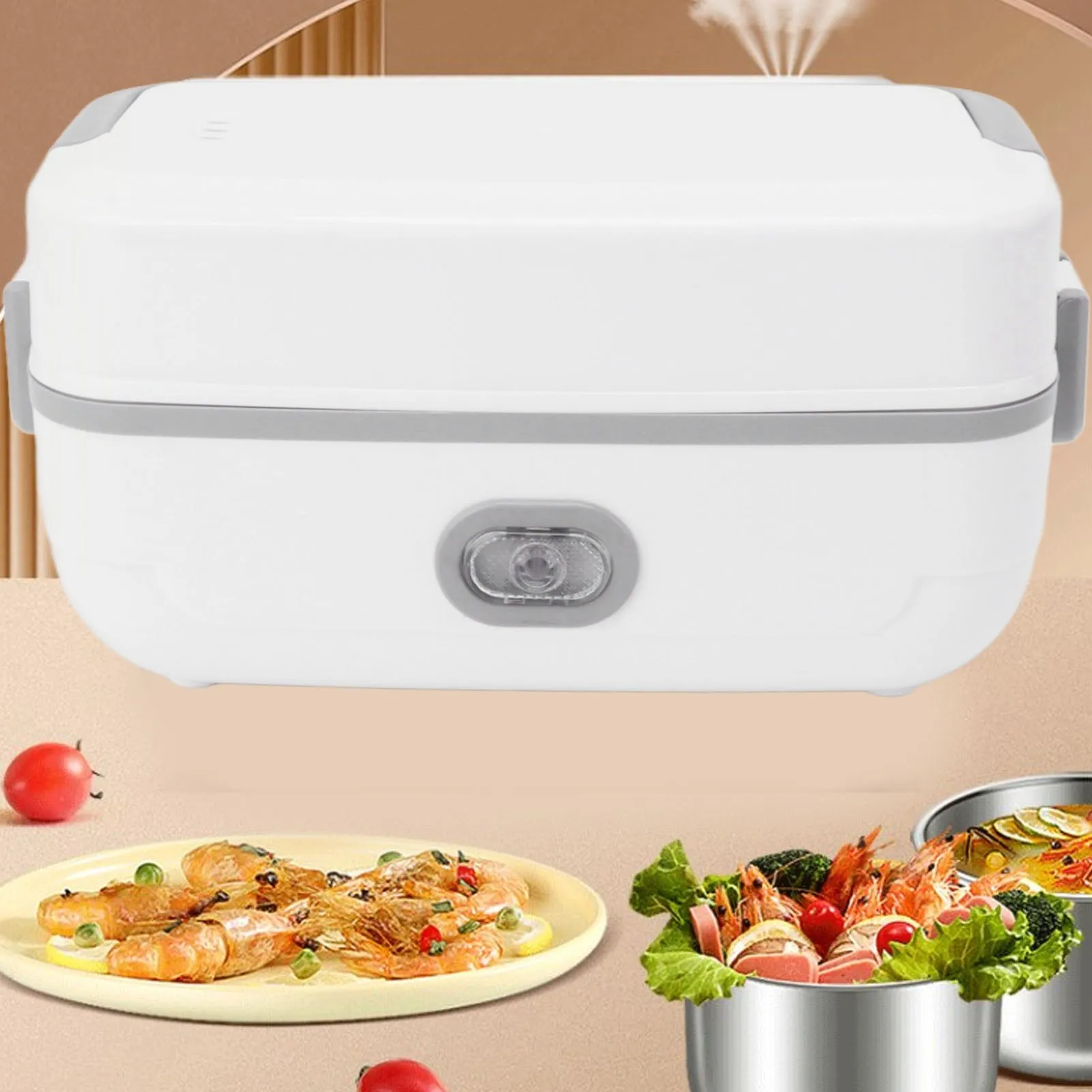 110V/220V Electric Lunch Box Electric Food Steamer Heating Box Easy Use Stainless Steel Leak Liner Proof Anti Dry Burn  for Home