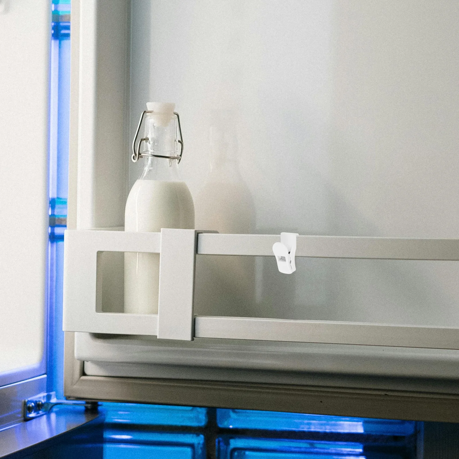 

4pcs Fridge Side Door Organizer Bins Refrigerator Divider Clip Storage Box For Beverages Condiments Snacks Secure Clip