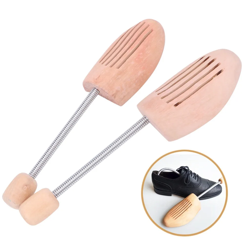 2pcs Anti Wrinkle Wood Material Wood Shoe Trees Spring Column Anti Deformation Shoe Stretcher Adjustable Shoe Last For Sneakers