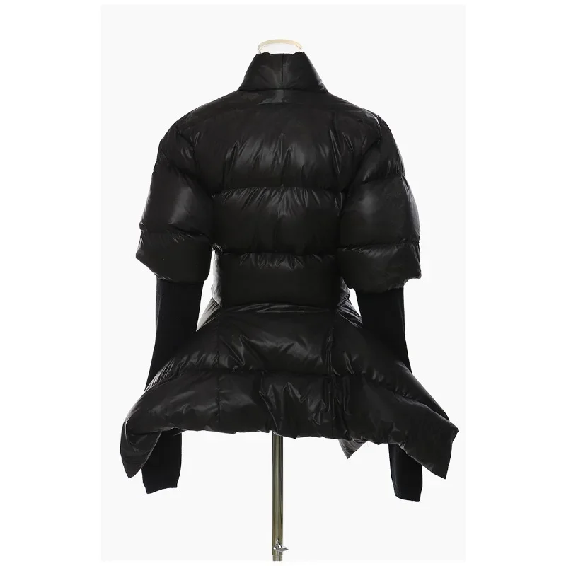 Women's Winter Tops Cotton Jacket Mid-length Camouflage Splicing Waist Slim New Loose Ambiance Personalized Niche Vintage Design