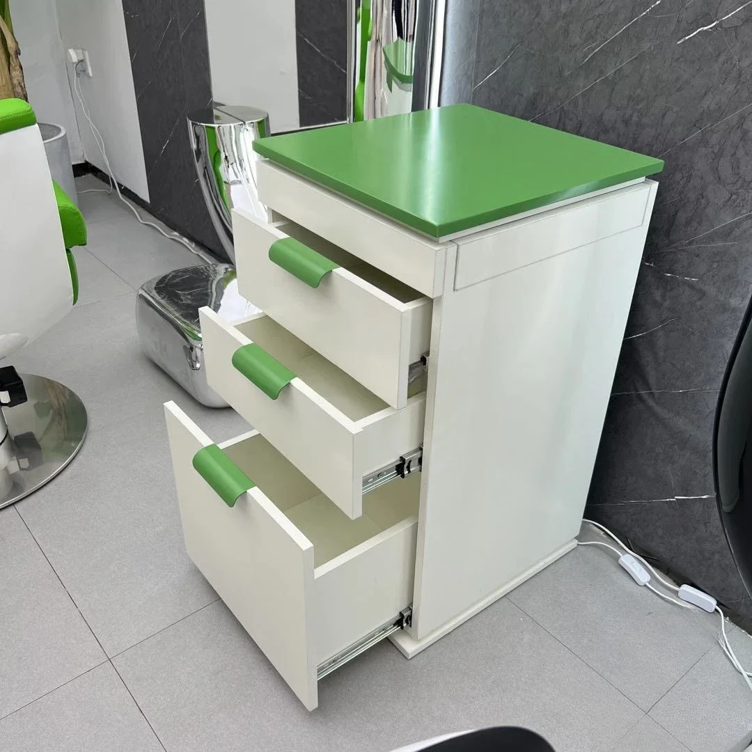 Barber Shop Tool Cabinet Hair Stylist Drawer-Type Floor Storage Cabinet with Socket