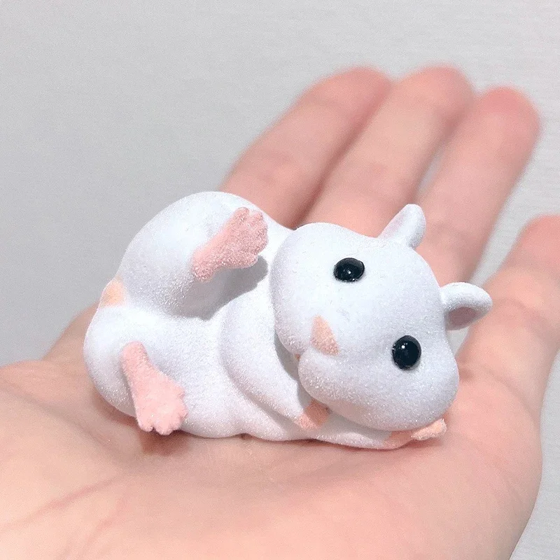 ハムスター植毛横たわっているモデリングガシャポンデスクトップ装飾アクションフィギュアモデルおもちゃ