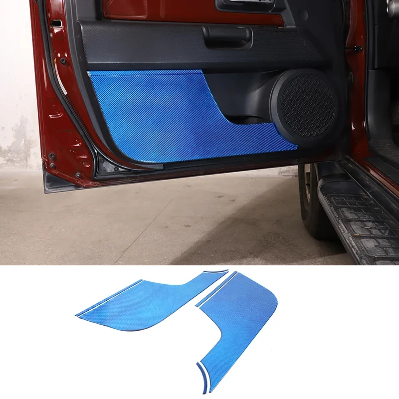 For Toyota FJ Cruiser 2007-2021 Car Front Door Anti-kick Panel Covers Decorate Sticker Refit Styling Soft Carbon Fiber