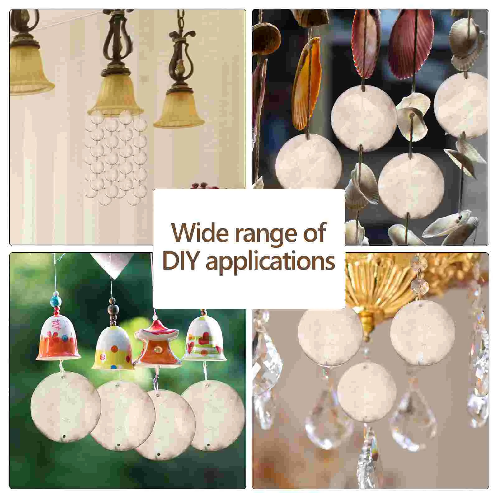 50 Pcs Decor Round Shells Charms Wind Chime Hanging Pendants Circle for DIY Crafts Large