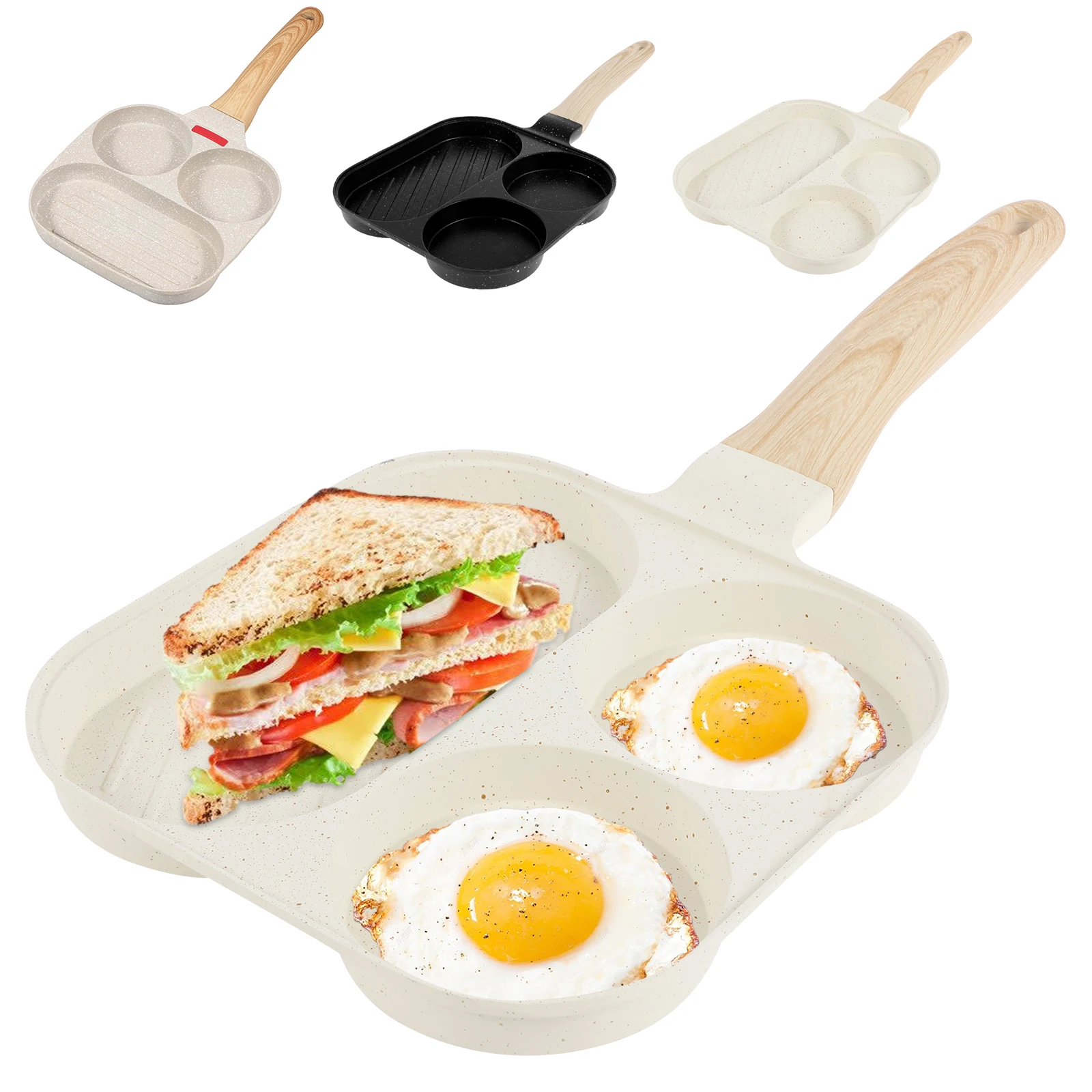 Egg Frying Pan Nonstick Pancake Pans 3 IN 1 Cookware Egg Pan Aluminum Alloy Omelette Pans for Gas Stove Induction Cooker