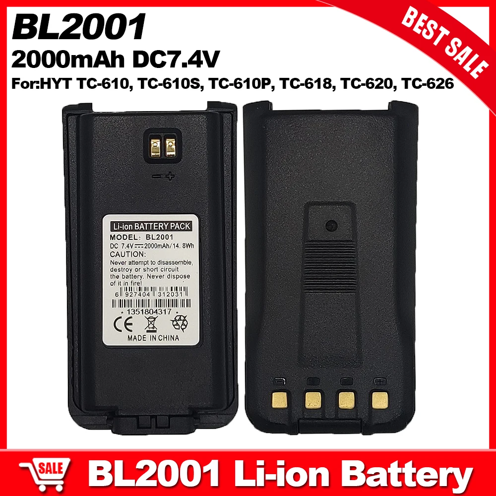 

BL2001 Walkie Talkie Battery 2000mAh Replacement Li-ion Battery for Hytera HYT TC-610 TC-610S TC-610P TC-618 TC-620 TC-626 Radio