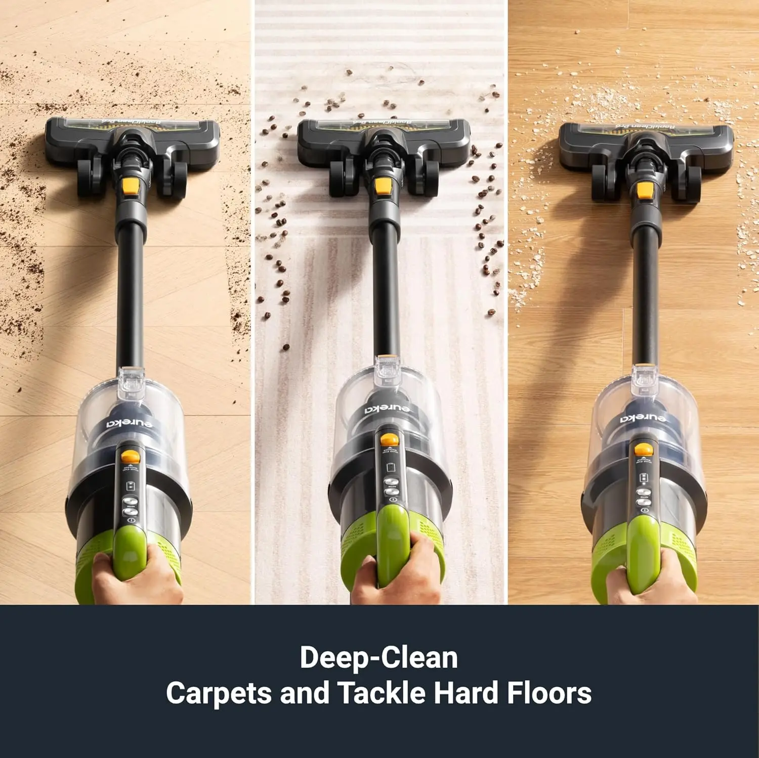 RapidClean Pro Cordless Vacuum Cleaner for Hard Floors, Lightweight Stick Vacuum LED Headlights, Convenient Stick and Handheld V