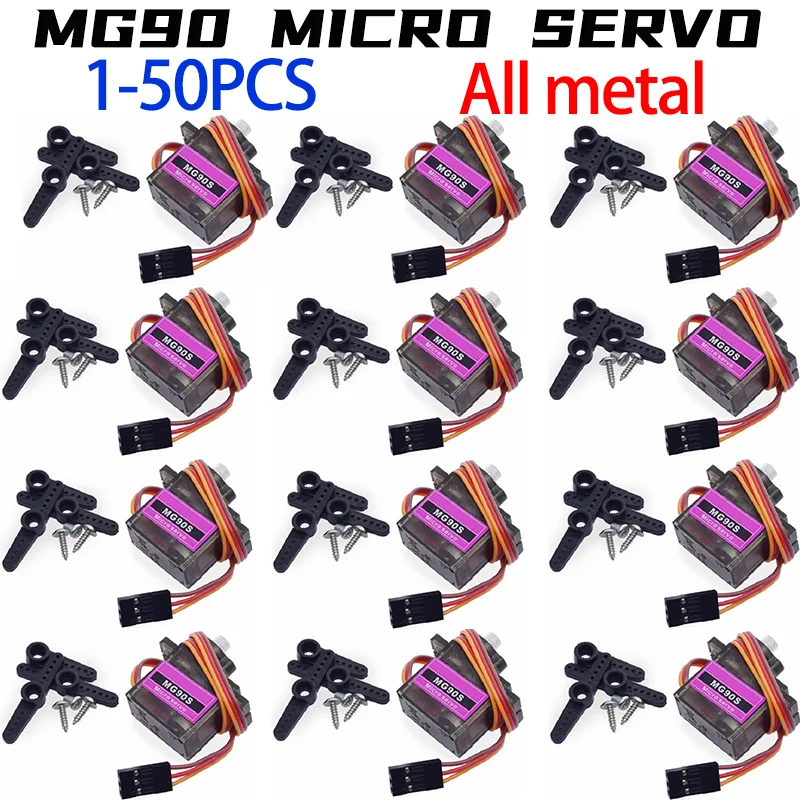 MG90S Servo All Metal Gear 9g SG90 Upgraded Version for Helicopter Plane Boat Car MG90 9G Trex 450 RC Robot 1-50 Pcs