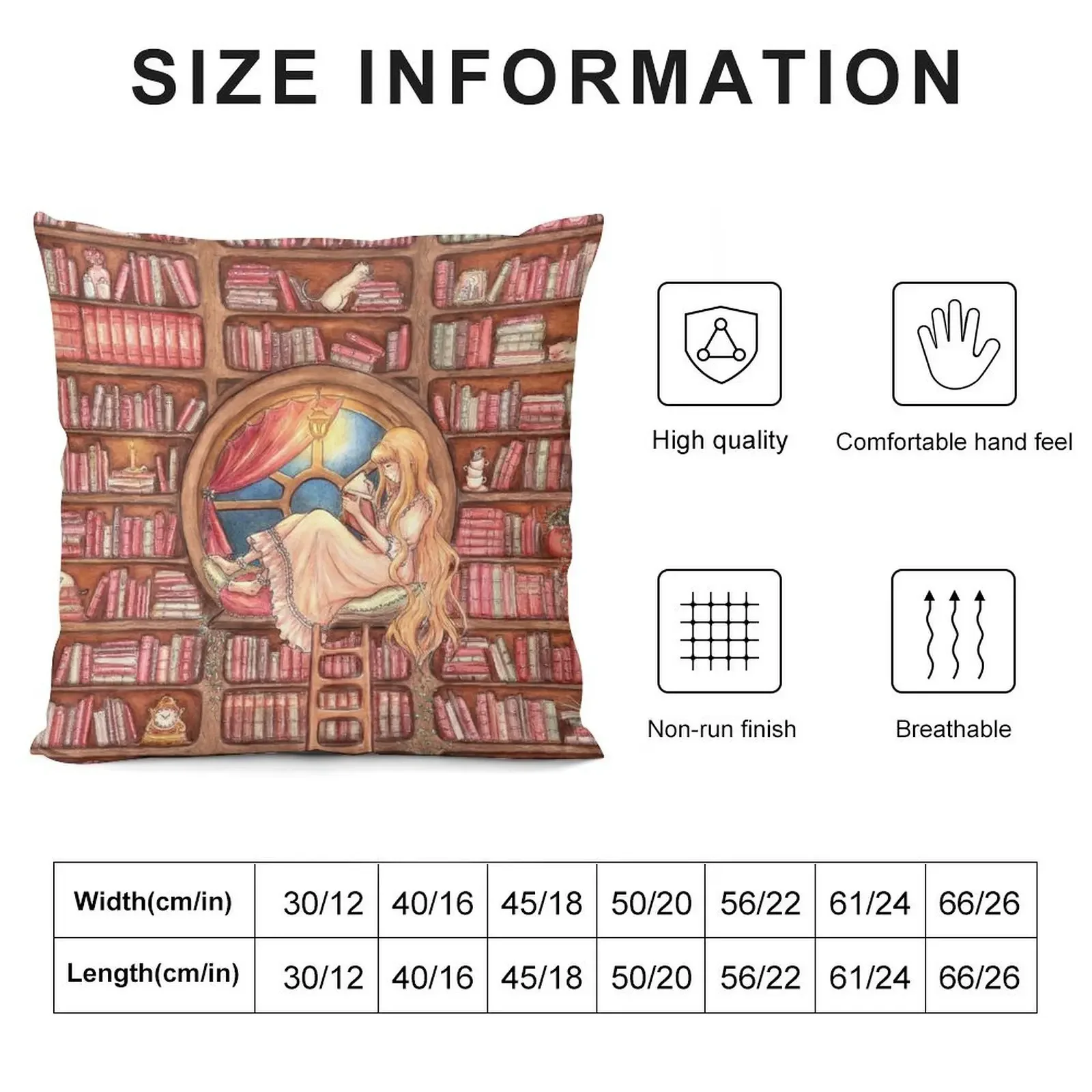 Book nook - Book lover girl reading in a library Throw Pillow Sofa Cushions Decorative pillow case pillow