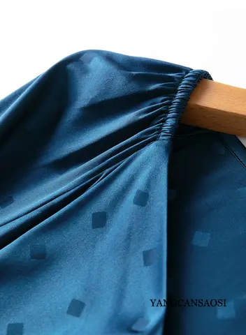 सिल्क जैक्वार्ड साटन स्क्वायर नेक रागलन स्लीव्स विस्तारित सिल्कवर्म लूज़ फिटिंग महिलाओं की फैशन पार्टी ड्रेस 8 best sales रेशमी पोशाक - №7