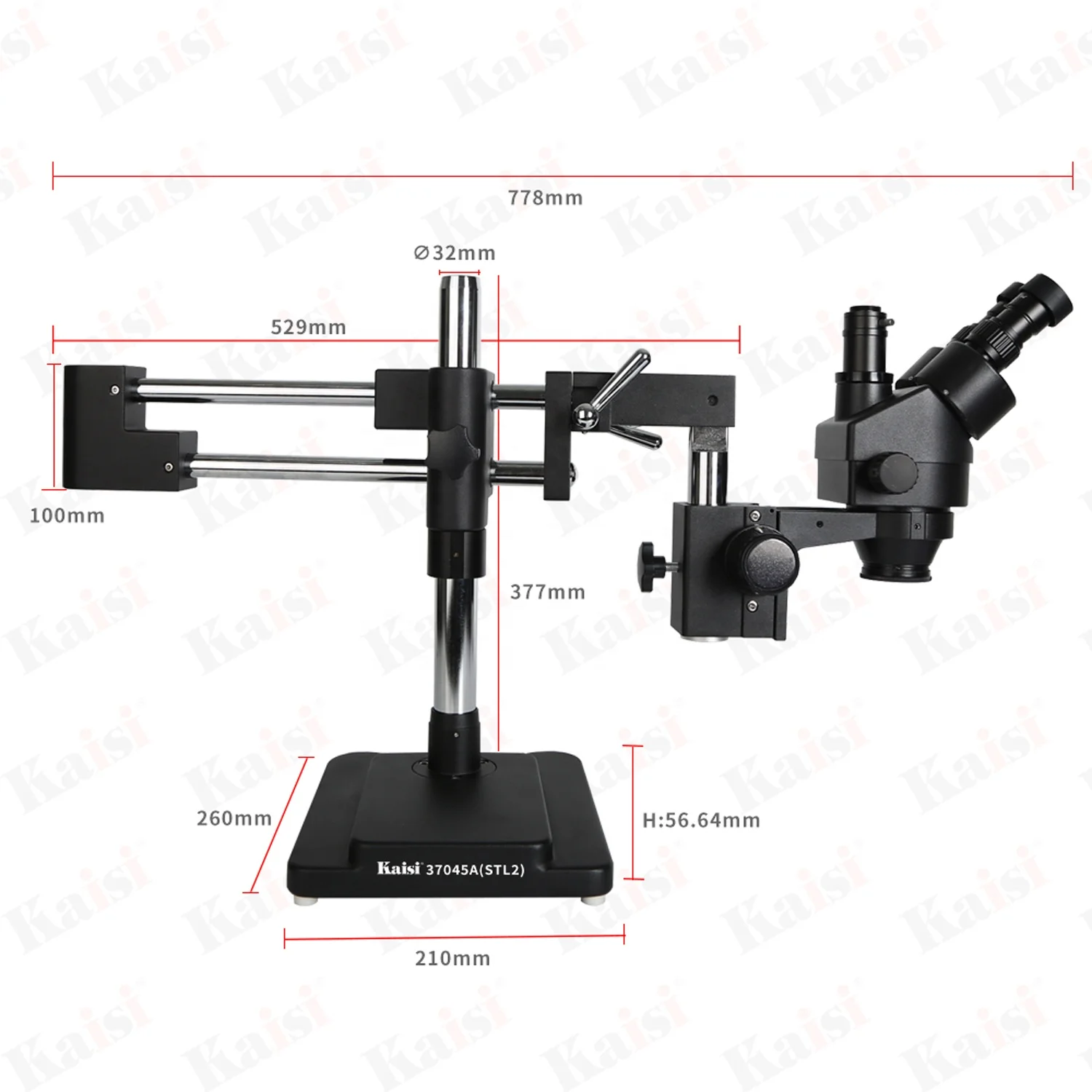 Hot Sales Kaisi 37045 STL2 Gravity Swing Arm Trinocular Microscope for Mobile Phone Repair