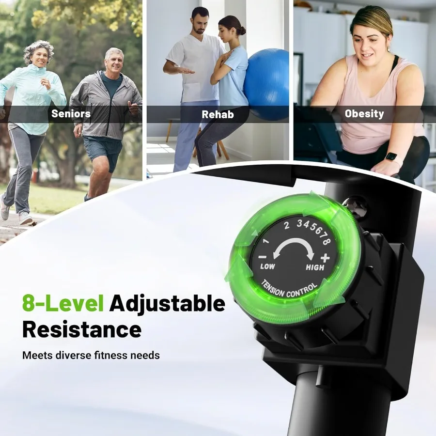 دراجة تمرين كاروميكس للبالغين وكبار السن، دراجة ثابتة للمنزل مع مقعد مريح ومقبض معدل ضربات القلب مغناطيسي