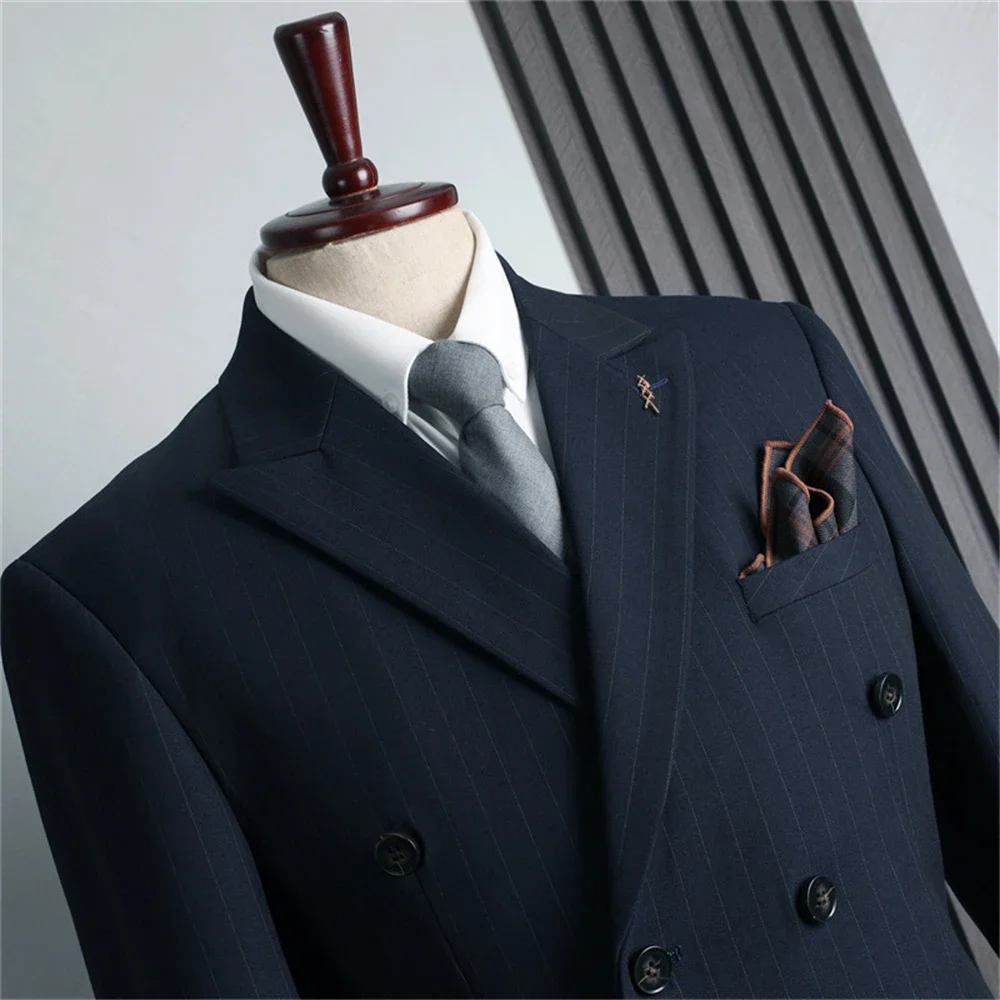 Men's Formal Suit Set, Double Breasted Blazer with Matching Pants, Slim Fitting Tuxedo, Business Suits, 2 Pieces, Fashion