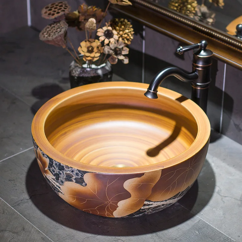 

Oval China Ceramic Art Basin Sinks Counter Top Wash Basin Bathroom Vessel Sinks vanities ceramic countertop wash basin