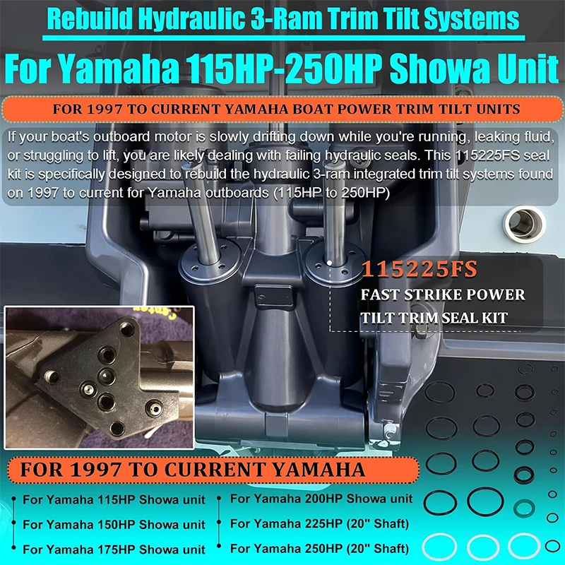 Tilt Trim Seal Kit 1997 & Up 115225FS Fast Strike Power for Yamaha Boat Power Units 115HP 150HP 175HP 200HP (Some 225HP 250HP)
