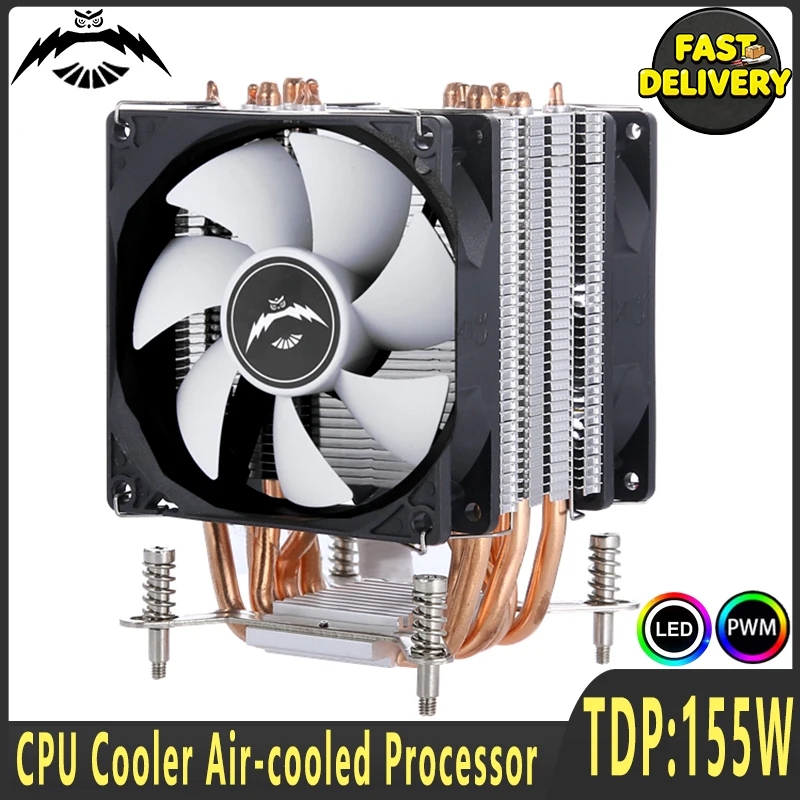 LGA2011 CPU Fan Cooler X99 X79 Processor 90mm 4Pin/PWM Mute 2/4/6 Heat Pipe Radiator Compatible Intel I3 I5 I7 115X 1200 1700 E5