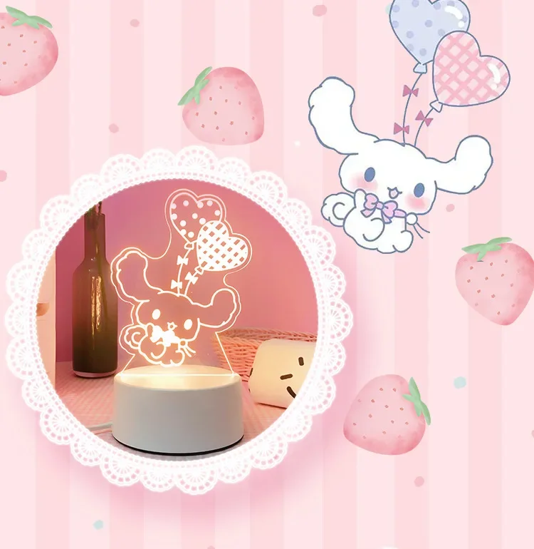 Sanrio Kuromi Figuras Anime Lâmpada Brinquedos, Cinnamoroll Night Light, Decoração do quarto Kawaii, Presente dos Namorados, Presentes de aniversário das meninas