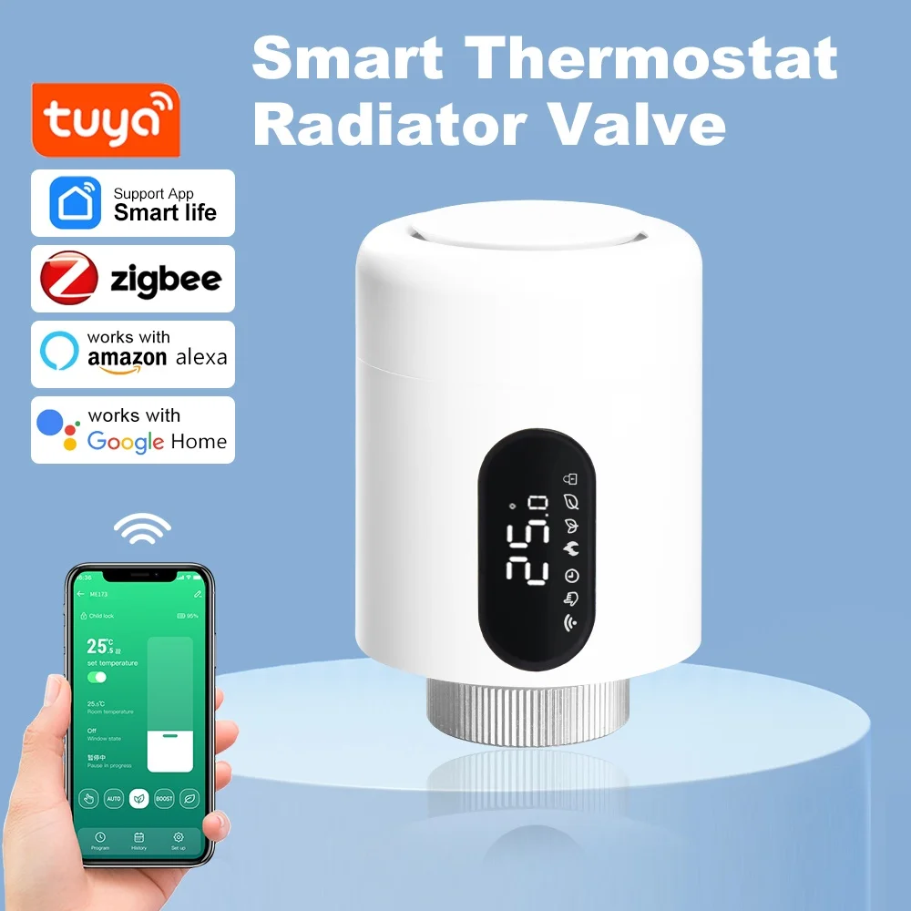 

Tuya ZigBee 3.0 Smart TRV Radiator Actuator Valve Thermostatic Radiator Valve Temperature Controller Support Alexa Google Home