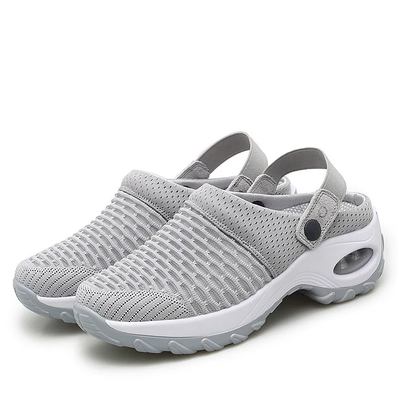 Women Walking Shoes Air Cushion Slip-On Orthopedic Shoes Ladies Platform Mules Mesh Lightweight Slippers Wedge Female Sneakers