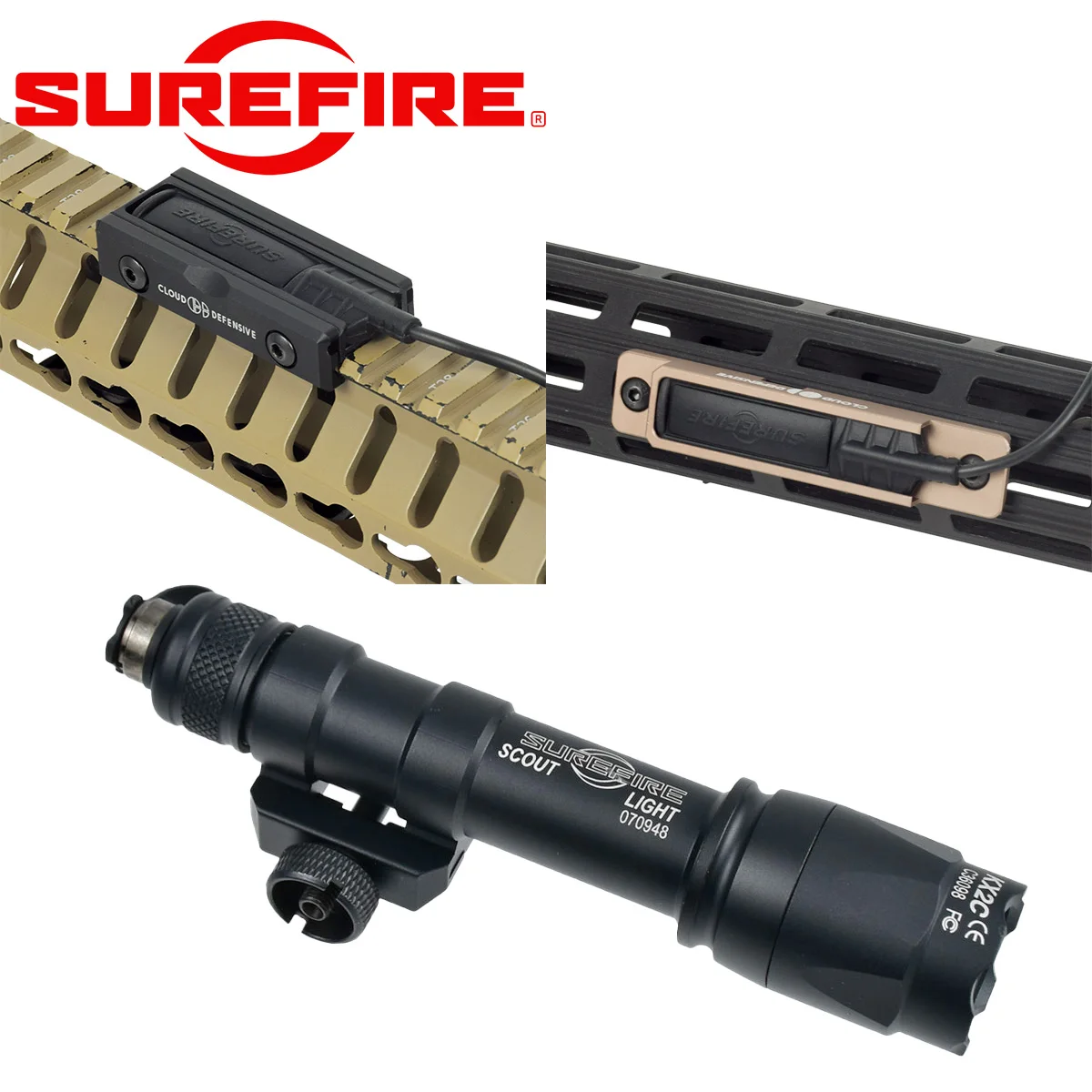 Surefire M600C M300C Flashlight Airsoft Scout Light With ST07 Pressure Pad Switch CLOUD DEFENSIVE LCS Picatinny Rail Light Mount