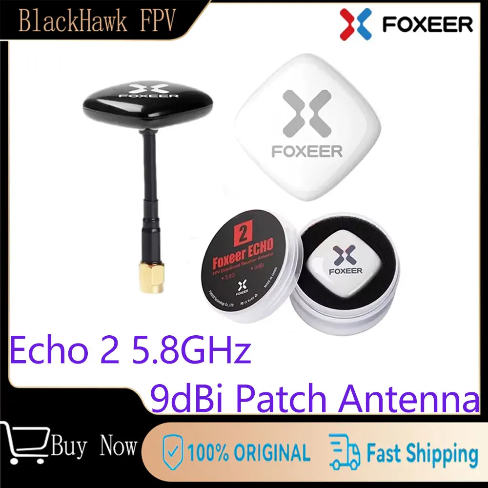 Antena de parche Foxeer Echo V2 2 5.8GHz 9dBi LHCP RHCP para avión RC, drones FPV de carreras y freestyle, VTX, VRX, gafas y monitor