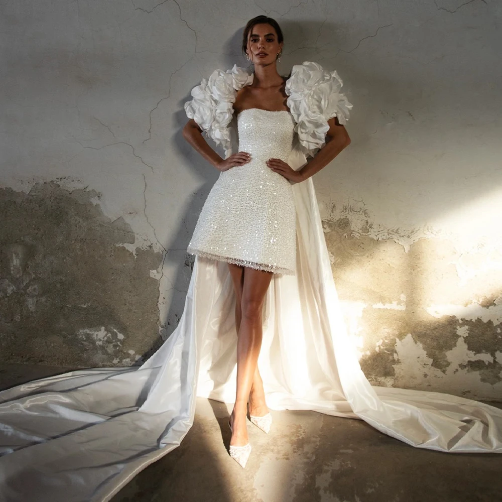 

Свадебная накидка из тафты с 3D цветами и шлейфом, съемный длинный свадебный жакет, элегантные свадебные аксессуары TSWD785