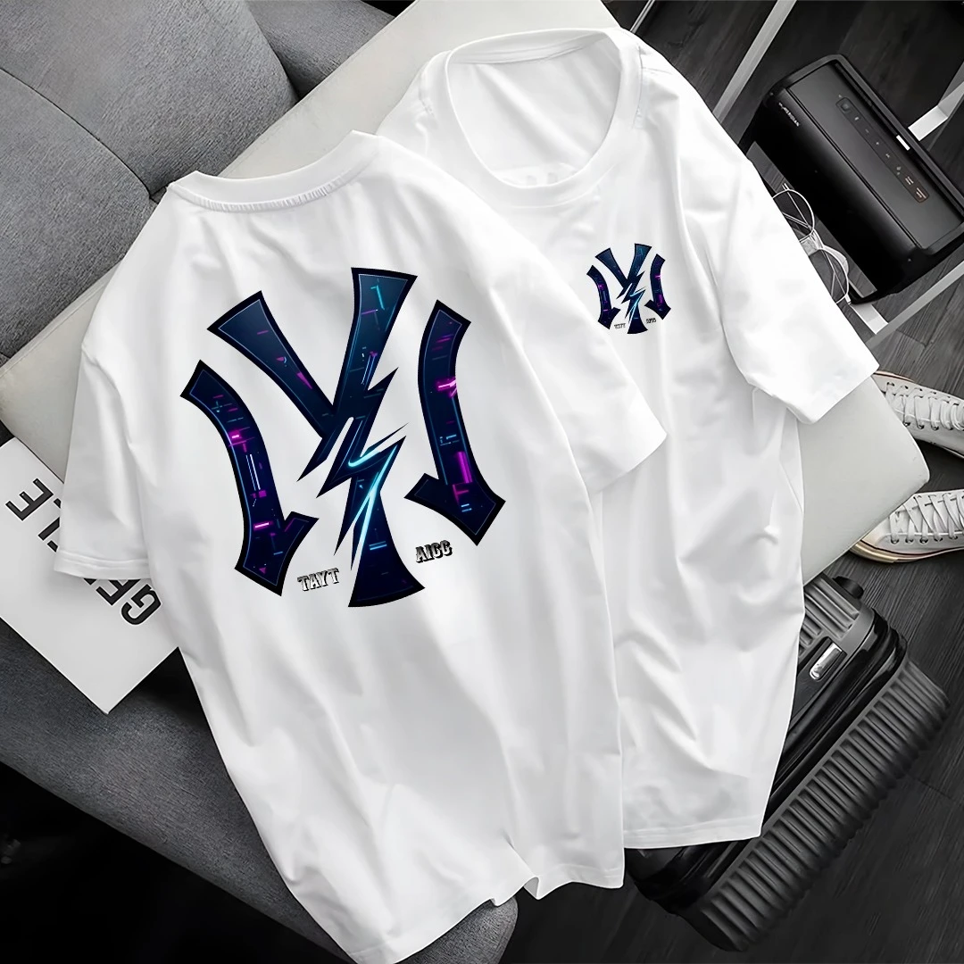 2026 new Round-neck short-sleeved Tee with letter patterns on the chest suitable for both men women with a street style design