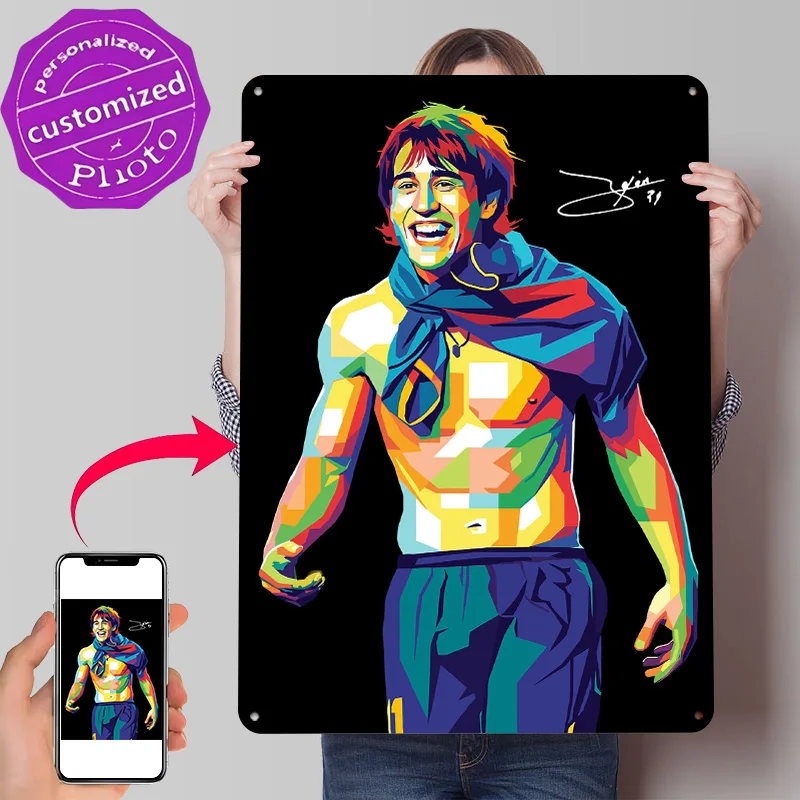 Bojan Krkic Colorful Football Player Pop Art Personalized 3D Textured Metal Poster Wall Art Tinplate Sign for Decoration Gaming