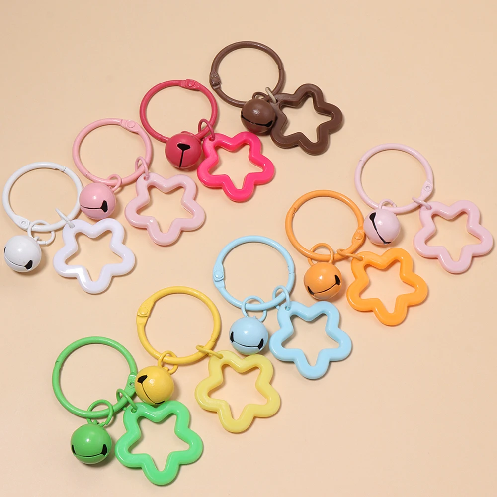 10 Stück bunte Stern-Glocken-Anhänger-Schlüsselanhänger mit offener Ring-Schnalle für die Herstellung von DIY-Schmuck, Schlüsselketten, Taschen- und Geldbörsen-Dekorationen – Detail 5