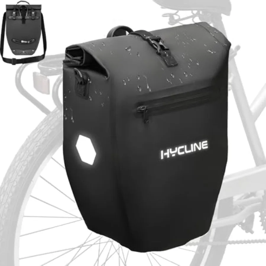 

Waterproof Bike Panniers Bag: Bicycle Rear Rack Bags 28L Large Capacity with Dual Carrying Handle and Shoulder Strap for Commut